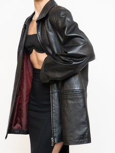 Vintage x Black Butter Leather Red Satin-lined Jacket (S-XL)