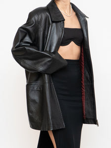 Vintage x Black Butter Leather Red Satin-lined Jacket (S-XL)