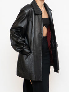 Vintage x Black Butter Leather Red Satin-lined Jacket (S-XL)