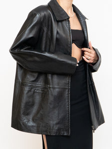 Vintage x Black Butter Leather Red Satin-lined Jacket (S-XL)