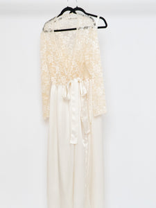 Cream Lace and Satin Slip and Robe Set (