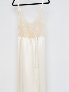 Cream Lace and Satin Slip and Robe Set (