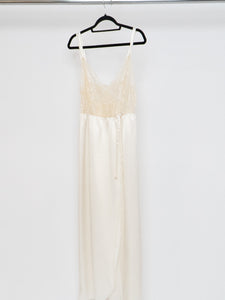 Cream Lace and Satin Slip and Robe Set (