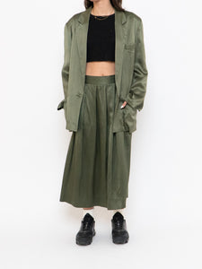 Vintage x Olive Green Pure Silk Set (L, XL)