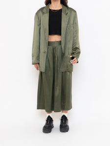 Vintage x Olive Green Pure Silk Set (L, XL)