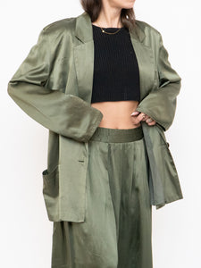 Vintage x Olive Green Pure Silk Set (L, XL)