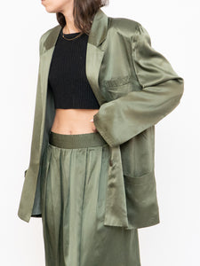 Vintage x Olive Green Pure Silk Set (L, XL)