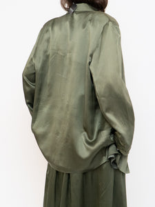 Vintage x Olive Green Pure Silk Set (L, XL)