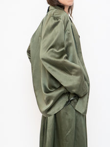 Vintage x Olive Green Pure Silk Set (L, XL)