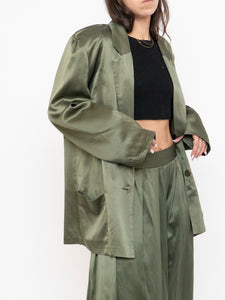Vintage x Olive Green Pure Silk Set (L, XL)