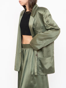 Vintage x Olive Green Pure Silk Set (L, XL)