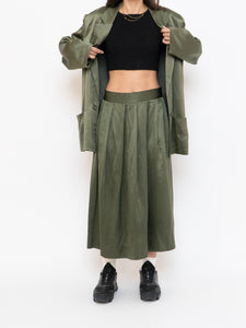 Vintage x Olive Green Pure Silk Set (L, XL)