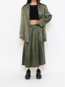 Vintage x Olive Green Pure Silk Set (L, XL)