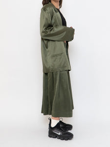 Vintage x Olive Green Pure Silk Set (L, XL)