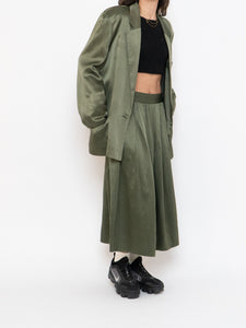 Vintage x Olive Green Pure Silk Set (L, XL)
