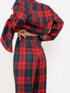 Vintage x Made in Canada x Red & Green Plaid Blazer Set (M)