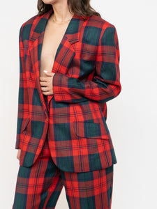 Vintage x Made in Canada x Red & Green Plaid Blazer Set (M)
