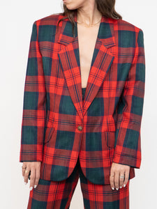 Vintage x Made in Canada x Red & Green Plaid Blazer Set (M)