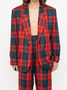 Vintage x Made in Canada x Red & Green Plaid Blazer Set (M)