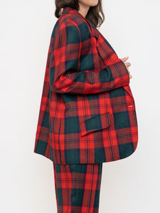 Vintage x Made in Canada x Red & Green Plaid Blazer Set (M)