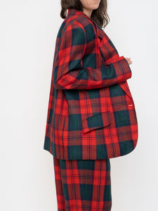 Vintage x Made in Canada x Red & Green Plaid Blazer Set (M)