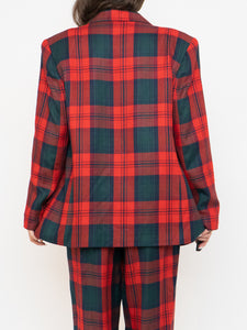 Vintage x Made in Canada x Red & Green Plaid Blazer Set (M)