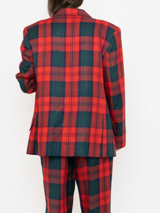 Vintage x Made in Canada x Red & Green Plaid Blazer Set (M)
