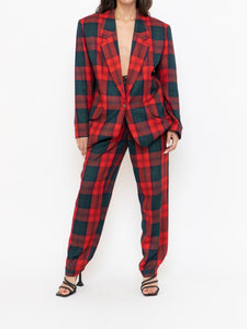 Vintage x Made in Canada x Red & Green Plaid Blazer Set (M)