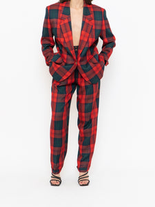 Vintage x Made in Canada x Red & Green Plaid Blazer Set (M)