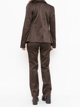 Load image into Gallery viewer, Vintage x Brown Satin Pin-stripe Blazer Set (S)