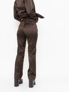 Vintage x Brown Satin Pin-stripe Blazer Set (S)