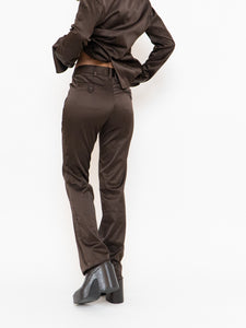 Vintage x Brown Satin Pin-stripe Blazer Set (S)