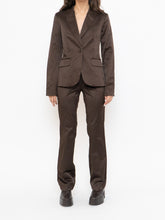Load image into Gallery viewer, Vintage x Brown Satin Pin-stripe Blazer Set (S)