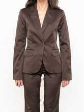Load image into Gallery viewer, Vintage x Brown Satin Pin-stripe Blazer Set (S)