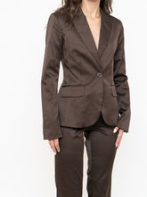 Load image into Gallery viewer, Vintage x Brown Satin Pin-stripe Blazer Set (S)