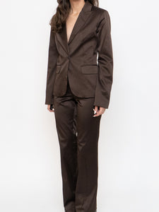 Vintage x Brown Satin Pin-stripe Blazer Set (S)