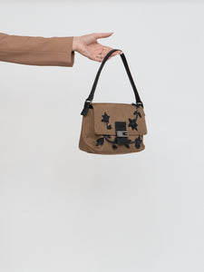 Vintage x GUESS Caramel Faux-Suede Beaded Floral Purse