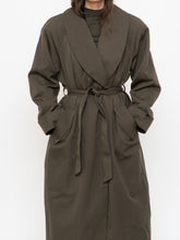 Load image into Gallery viewer, Vintage x Made in Thailand x Dark Olive Wool-Blend Belted Trench (S-L)
