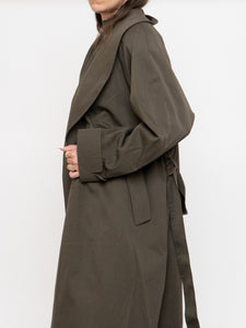 Vintage x Made in Thailand x Dark Olive Wool-Blend Belted Trench (S-L)