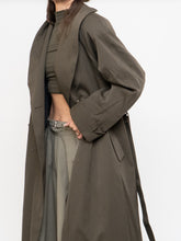 Load image into Gallery viewer, Vintage x Made in Thailand x Dark Olive Wool-Blend Belted Trench (S-L)