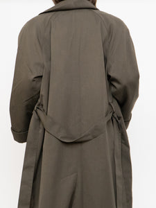 Vintage x Made in Thailand x Dark Olive Wool-Blend Belted Trench (S-L)