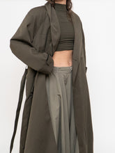 Load image into Gallery viewer, Vintage x Made in Thailand x Dark Olive Wool-Blend Belted Trench (S-L)