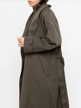 Load image into Gallery viewer, Vintage x Made in Thailand x Dark Olive Wool-Blend Belted Trench (S-L)