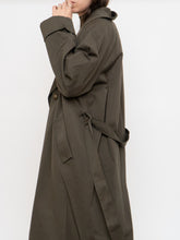Load image into Gallery viewer, Vintage x Made in Thailand x Dark Olive Wool-Blend Belted Trench (S-L)