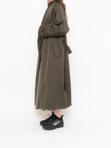 Vintage x Made in Thailand x Dark Olive Wool-Blend Belted Trench (S-L)