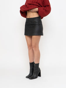 Vintage x HARLEY DAVIDSON Quilted Faux Leather Mini Skirt (XS, S)