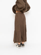 Load image into Gallery viewer, Vintage x Brown Crinkled Silk-blend Maxi Skirt (S, M)