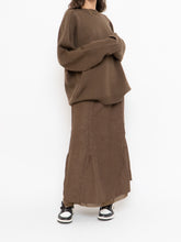 Load image into Gallery viewer, Vintage x Brown Crinkled Silk-blend Maxi Skirt (S, M)