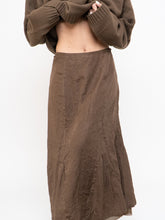 Load image into Gallery viewer, Vintage x Brown Crinkled Silk-blend Maxi Skirt (S, M)