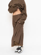 Load image into Gallery viewer, Vintage x Brown Crinkled Silk-blend Maxi Skirt (S, M)